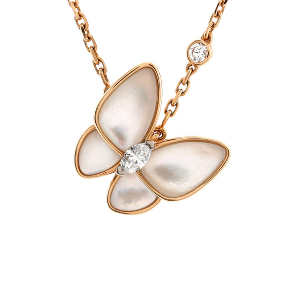 Van Cleef Arpels Two Butterfly Pendant Necklace